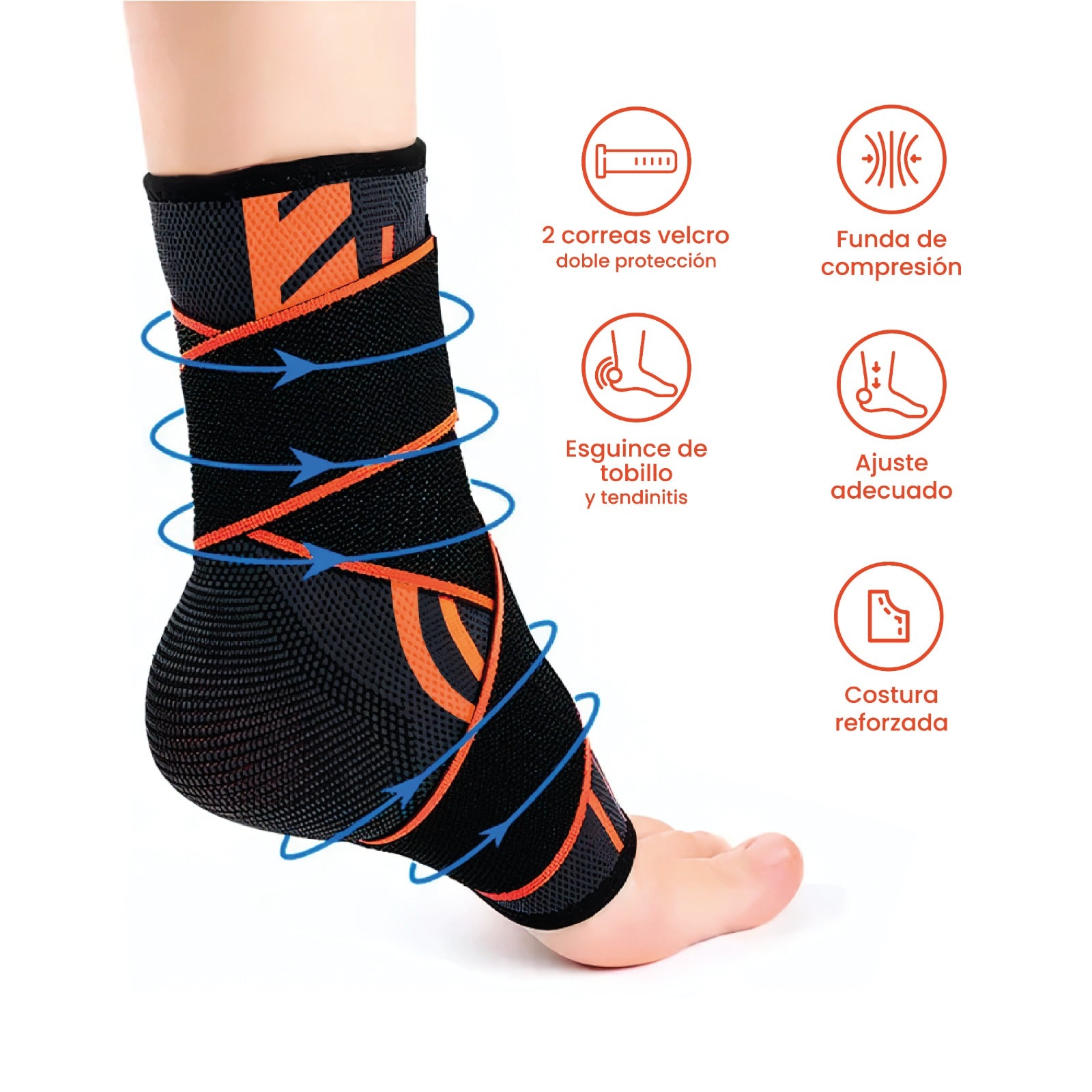 TOBILLERA AJUSTABLE DE COMPRESIÓN PARA LESIONES| FUBBALL