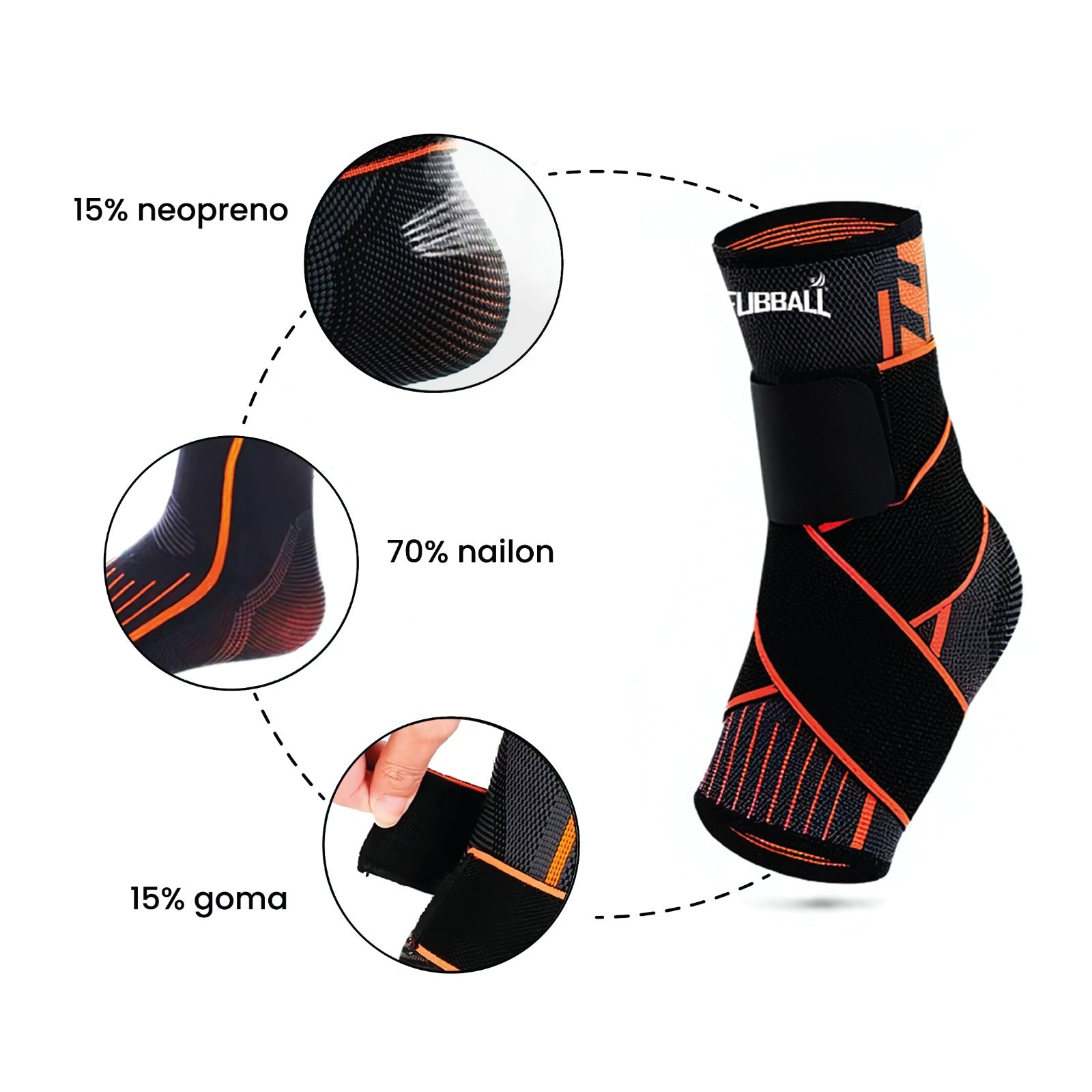 TOBILLERA AJUSTABLE DE COMPRESIÓN PARA LESIONES| FUBBALL