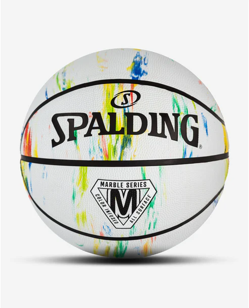 PELOTA DE BÁSQUET SPALDING - MARBLE SERIES - WHITE/RAINBOW