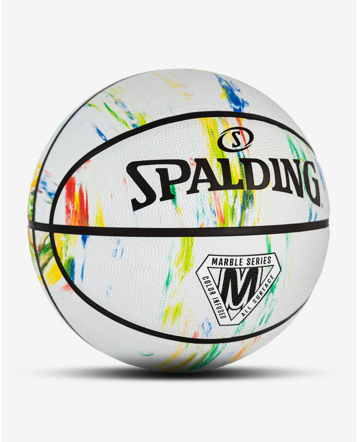 PELOTA DE BÁSQUET SPALDING - MARBLE SERIES - WHITE/RAINBOW