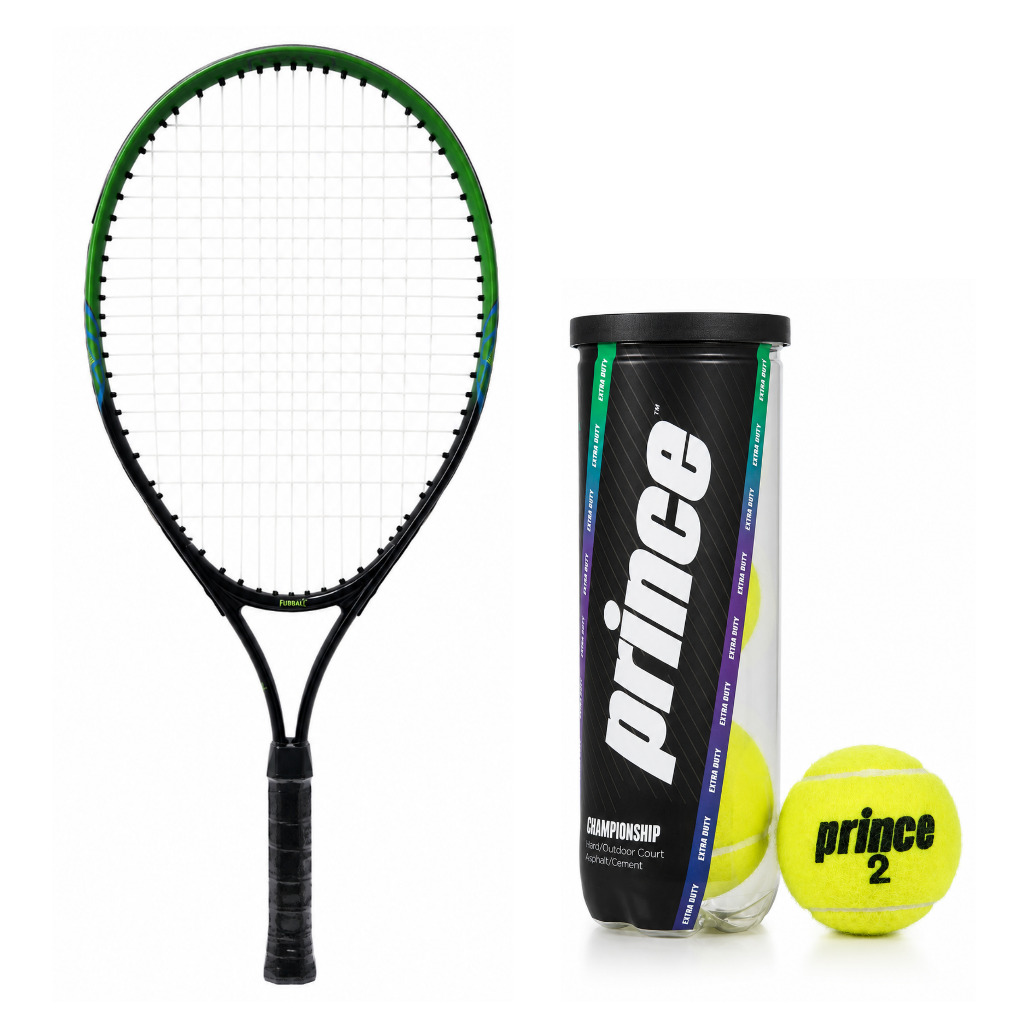 KIT CHAMPION DEL HOGAR | RAQUETA DE TENNIS FUBBALL - PELOTA DE TENNIS PRINCE CHAMPIONSHIP