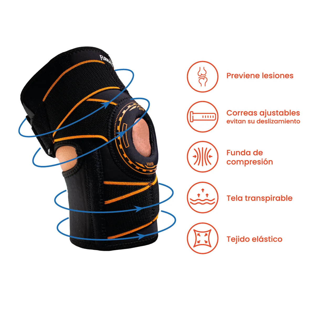 RODILLERA AJUSTABLE DE COMPRESIÓN FUBBALL - TALLA ESTÁNDAR